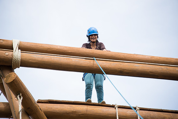 Sister Grant, Communication Teacher, takes her Comm 150 class to the ropes course to teach leadership, team work, and overcoming fears.