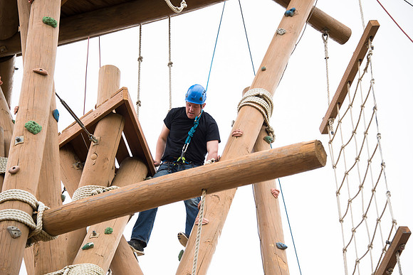 Sister Grant, Communication Teacher, takes her Comm 150 class to the ropes course to teach leadership, team work, and overcoming fears.