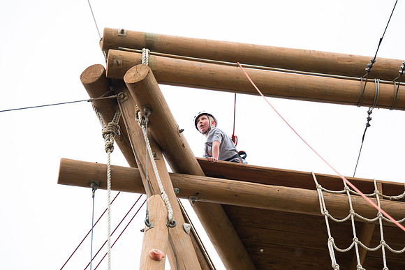 Sister Grant, Communication Teacher, takes her Comm 150 class to the ropes course to teach leadership, team work, and overcoming fears.