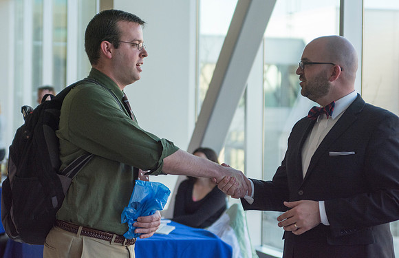 Students showcase their final senior projects for others to see.