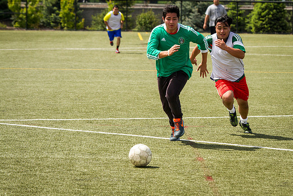 The Latino Association goes up against the Polynesian Association during the World Cup Soccer Tournament.