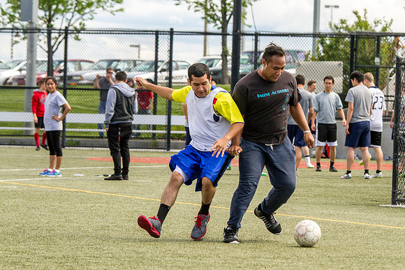 The Latino Association goes up against the Polynesian Association during the World Cup Soccer Tournament.