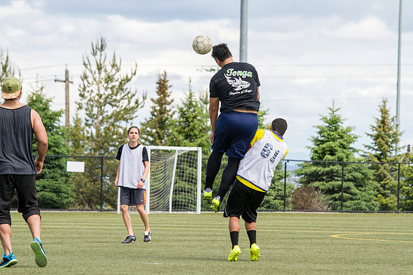 The Latino Association goes up against the Polynesian Association during the World Cup Soccer Tournament.