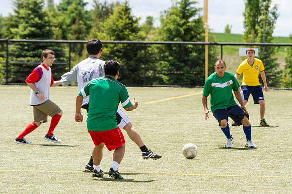 The Latino Association goes up against the French, ASL, Australian, and Italian Association during the World Cup Soccer Tournament.