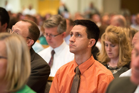 President Clark G. Gilbert conducts his first All Employee Meeting at BYU-Idaho.