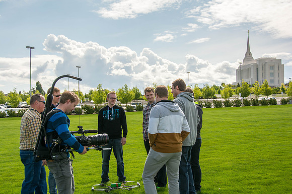 Engineering students test out the hexcopter they made.