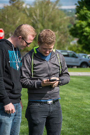 Engineering students test out the hexcopter they made.