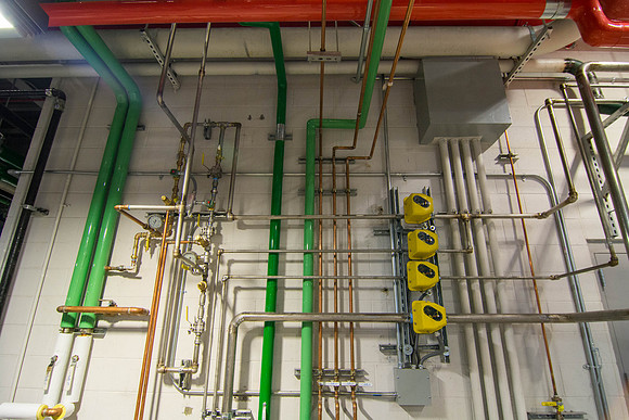 Construction is finishing up at the new heating plant, and the building will soon be operational.