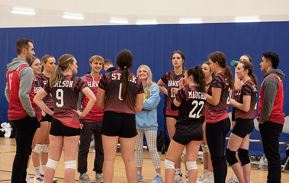 Women's volleyball game in the I-Center.