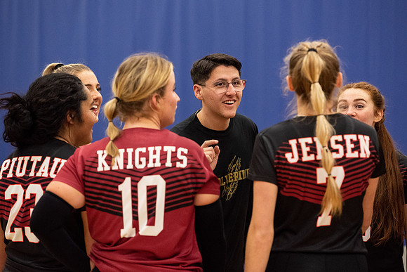 Women's volleyball game in the I-Center.
