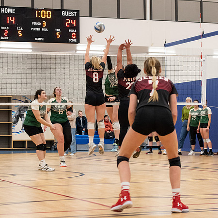 Women's volleyball game in the I-Center.