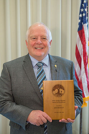 Emeritus Breakfast, Nov 2018, BYU-Idaho Alumni Award of excellence was awarded to Jon Beesley.