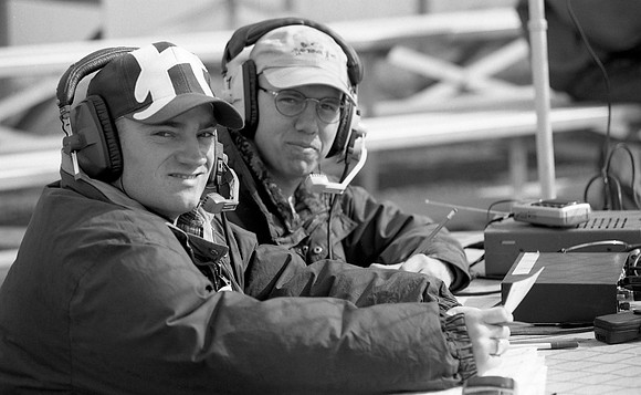 Students practice by announcing at a game.