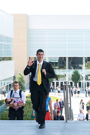 Students on campus after devotional.