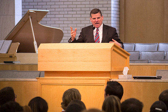 President Ross Baron addresses students during a Workshop.