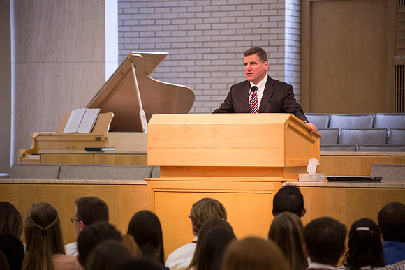 President Ross Baron addresses students during a Workshop.