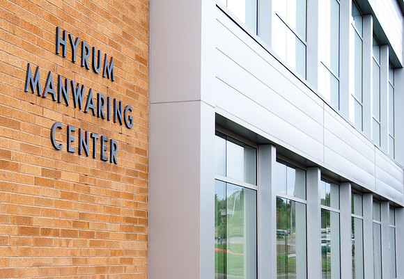 The Manwaring Center's south entrance opening up to the Taylor Quad.