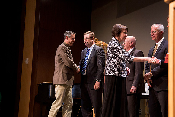 The presentation of awards.