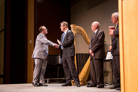 The presentation of awards.