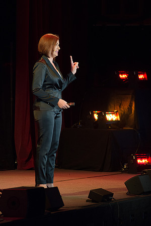Kim Flynn (a business consultant, bestselling author, entrepreneur, and national speaker) speaks at Power to Become.