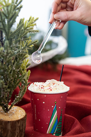 Students at Centre Square enjoy some hot chocolate.