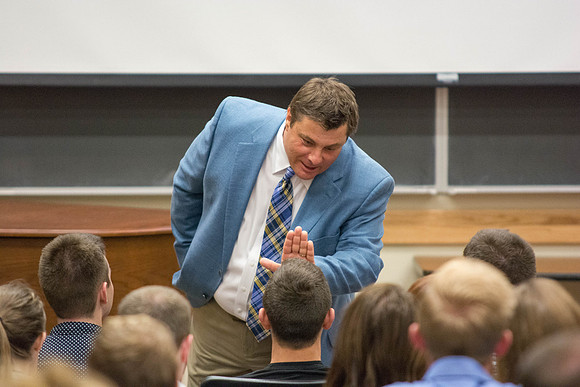 Allen Powers, gives advice to Communication students about working with high profile clients.