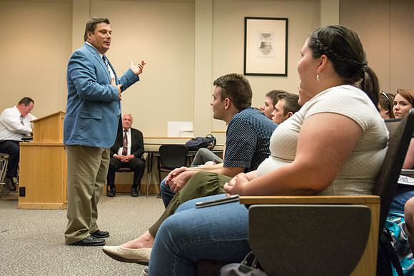 Allen Powers, gives advice to Communication students about working with high profile clients.