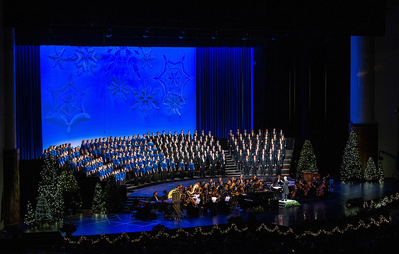 BYU-Idaho music department with guest stars, Gentri, fill the I-Center during a Christmas Concert.