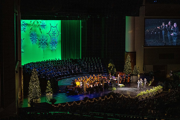 BYU-Idaho music department with guest stars, Gentri, fill the I-Center during a Christmas Concert.