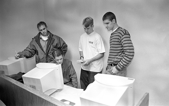 Students participating in an interactive class with BYU.