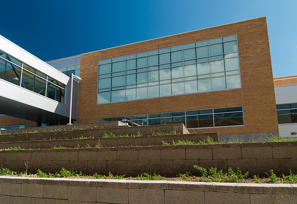 North facing side of the Manwaring Center after construction and before landscaping.