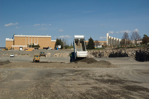 Construction on the Auditorium, later named the BYU-Idaho Center.
