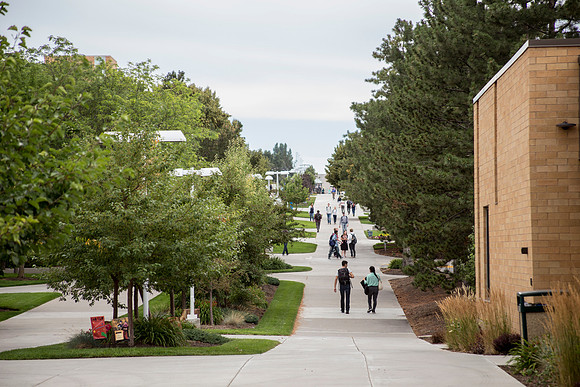 Students make their way across campus on the week before finals.