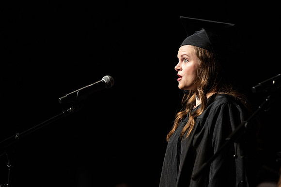 Graduates receive their diplomas during Performing and Visual Arts convocation.