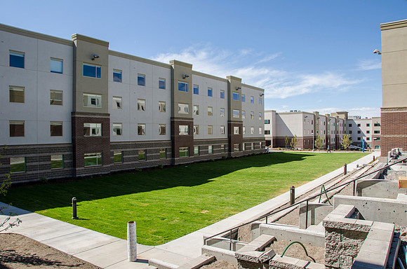A new housing project at BYU-Idaho close to completion.