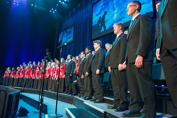 The Brigham Young University-Idaho Choir and Orchestra perform in the Patriots and Pioneers concert, with guest appearance by the Dallas Brass.
