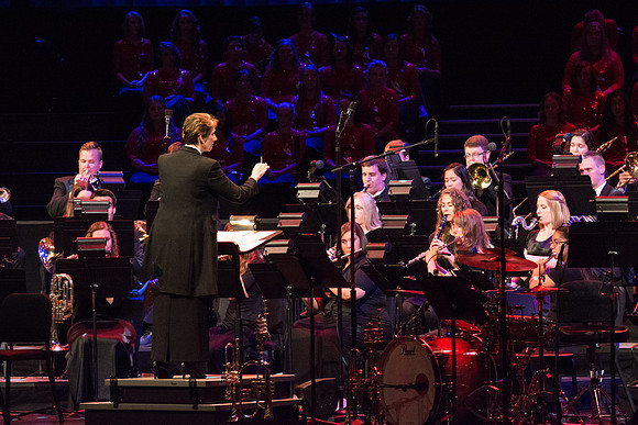 The Brigham Young University-Idaho Choir and Orchestra perform in the Patriots and Pioneers concert, with guest appearance by the Dallas Brass.