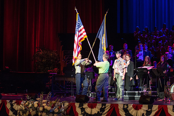 The Brigham Young University-Idaho Choir and Orchestra perform in the Patriots and Pioneers concert, with guest appearance by the Dallas Brass.