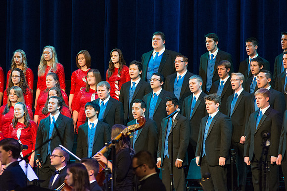 The Brigham Young University-Idaho Choir and Orchestra perform in the Patriots and Pioneers concert, with guest appearance by the Dallas Brass.