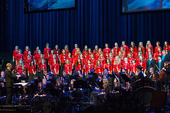 The Brigham Young University-Idaho Choir and Orchestra perform in the Patriots and Pioneers concert, with guest appearance by the Dallas Brass.