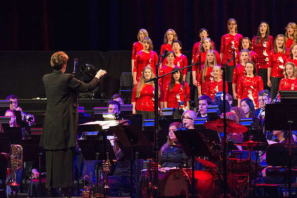 The Brigham Young University-Idaho Choir and Orchestra perform in the Patriots and Pioneers concert, with guest appearance by the Dallas Brass.