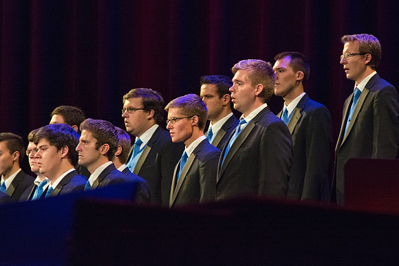 The Brigham Young University-Idaho Choir and Orchestra perform in the Patriots and Pioneers concert, with guest appearance by the Dallas Brass.