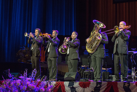 The Brigham Young University-Idaho Choir and Orchestra perform in the Patriots and Pioneers concert, with guest appearance by the Dallas Brass.
