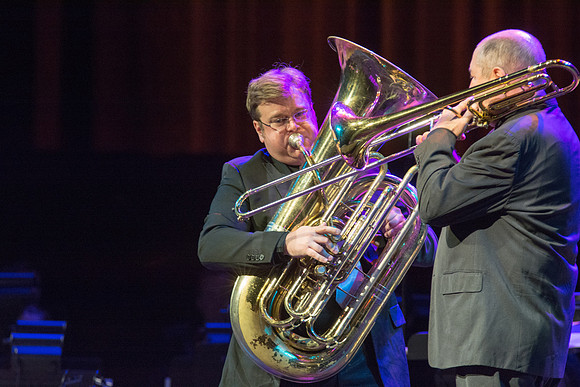The Brigham Young University-Idaho Choir and Orchestra perform in the Patriots and Pioneers concert, with guest appearance by the Dallas Brass.