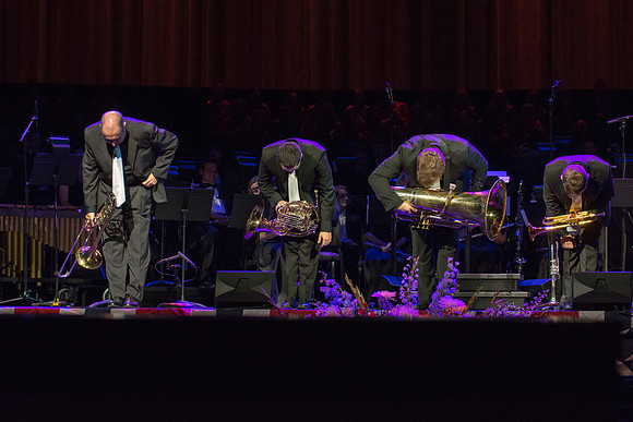 The Brigham Young University-Idaho Choir and Orchestra perform in the Patriots and Pioneers concert, with guest appearance by the Dallas Brass.