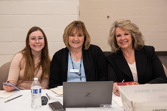 BYU-Idaho Employees enjoy a Christmas gathering in the Taylor Building.