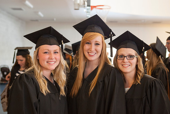 Students gather in the I-Center before Commencement begins.