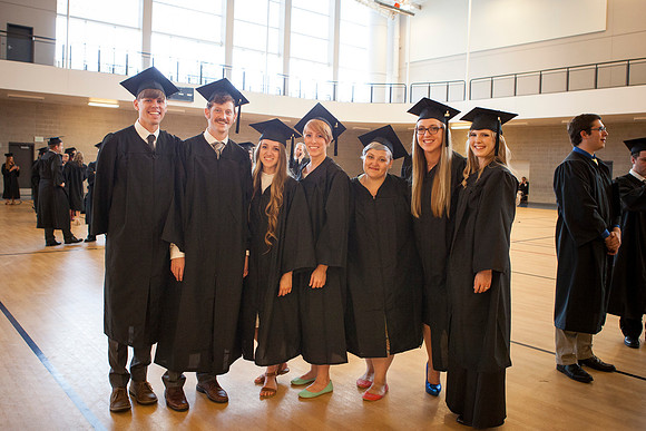 Students gather in the I-Center before Commencement begins.