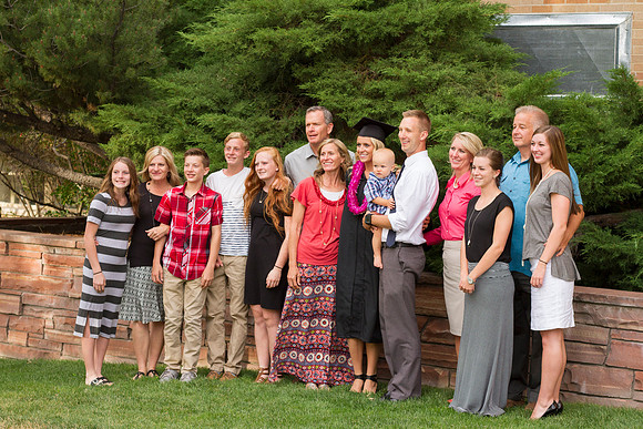 Graduates gather on the BYU-Idaho campus with their family outside, after the Commencement Ceremony in the I-Center. Photo by Tyler Rickenbach