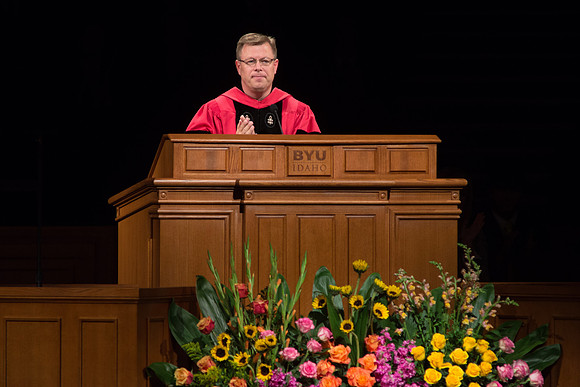 BYU-Idaho President, Clark Gilbert, speaks at graduation commencement ceremony.